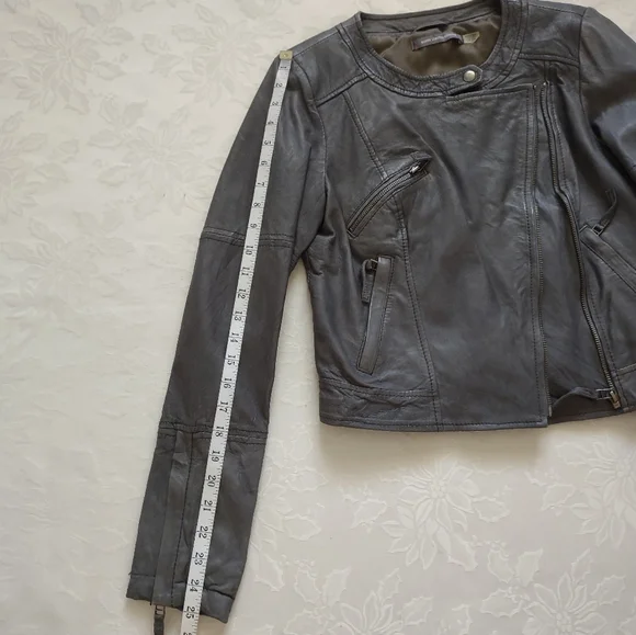 Boden limited edition leather biker Moto cropped asymmetric jacket
